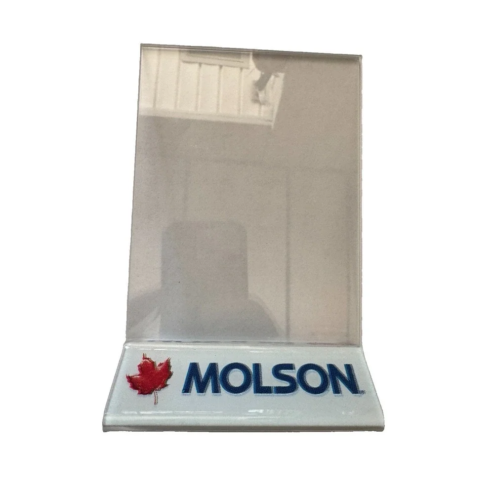 Molson Canadian Plexiglass Table Top Card Menu Picture Holder Stand
